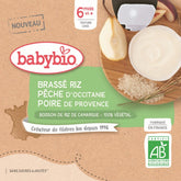 Fruktdessert med risdryck från 6 månader BIO 4x85 g BABYBIO